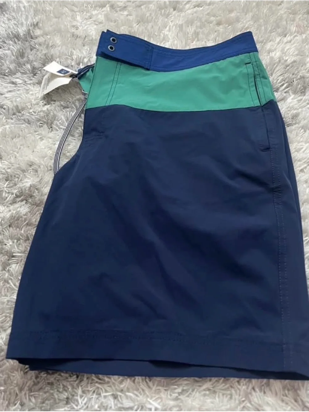 GAP Navy Swim Trunks with Green Waistband